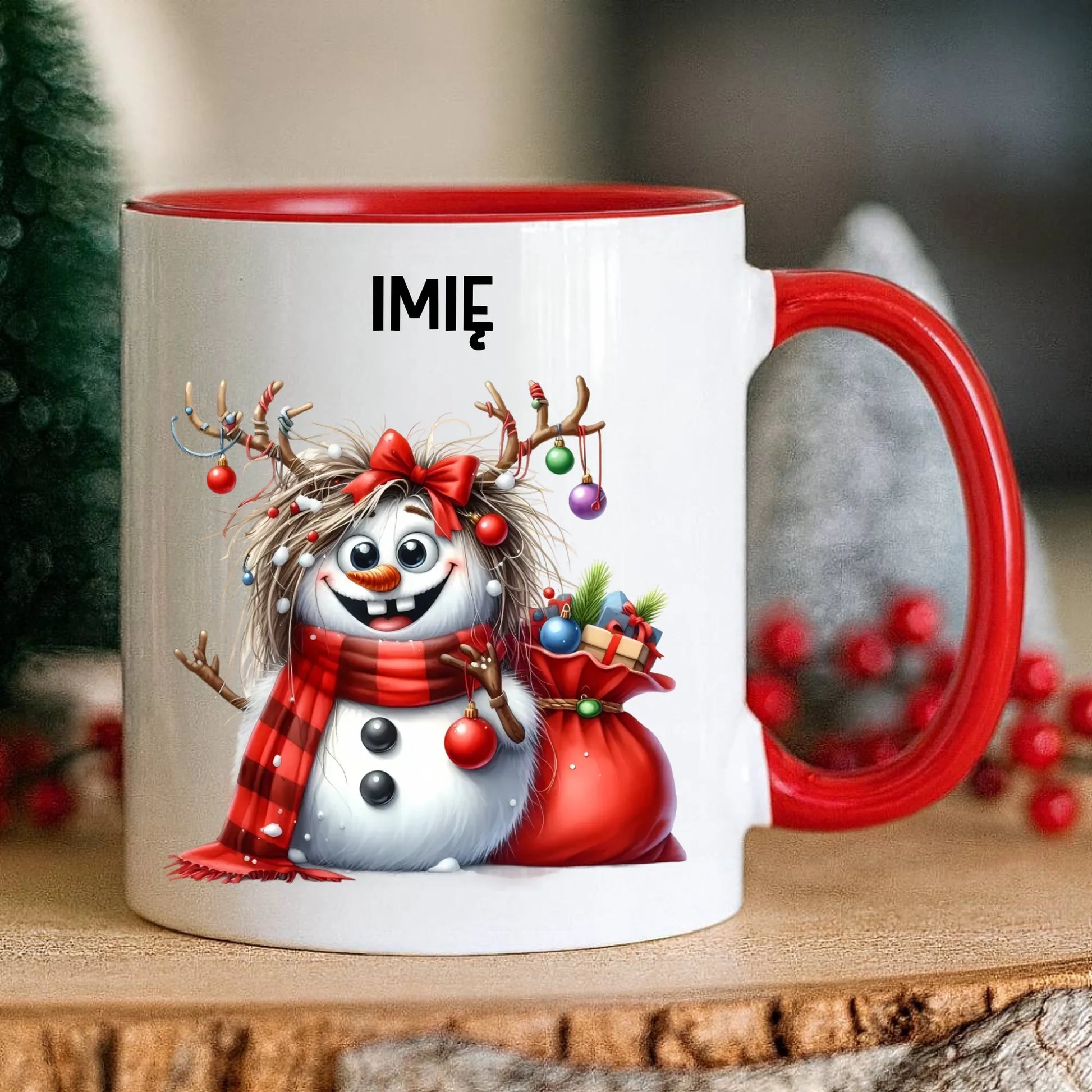 Kubek świąteczny - Bałwanek - personalizowany BN70 - StoryCups.pl