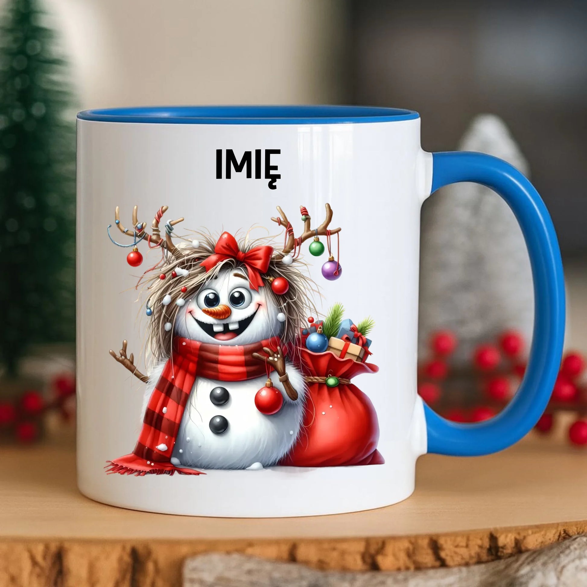 Kubek świąteczny - Bałwanek - personalizowany BN70 - StoryCups.pl