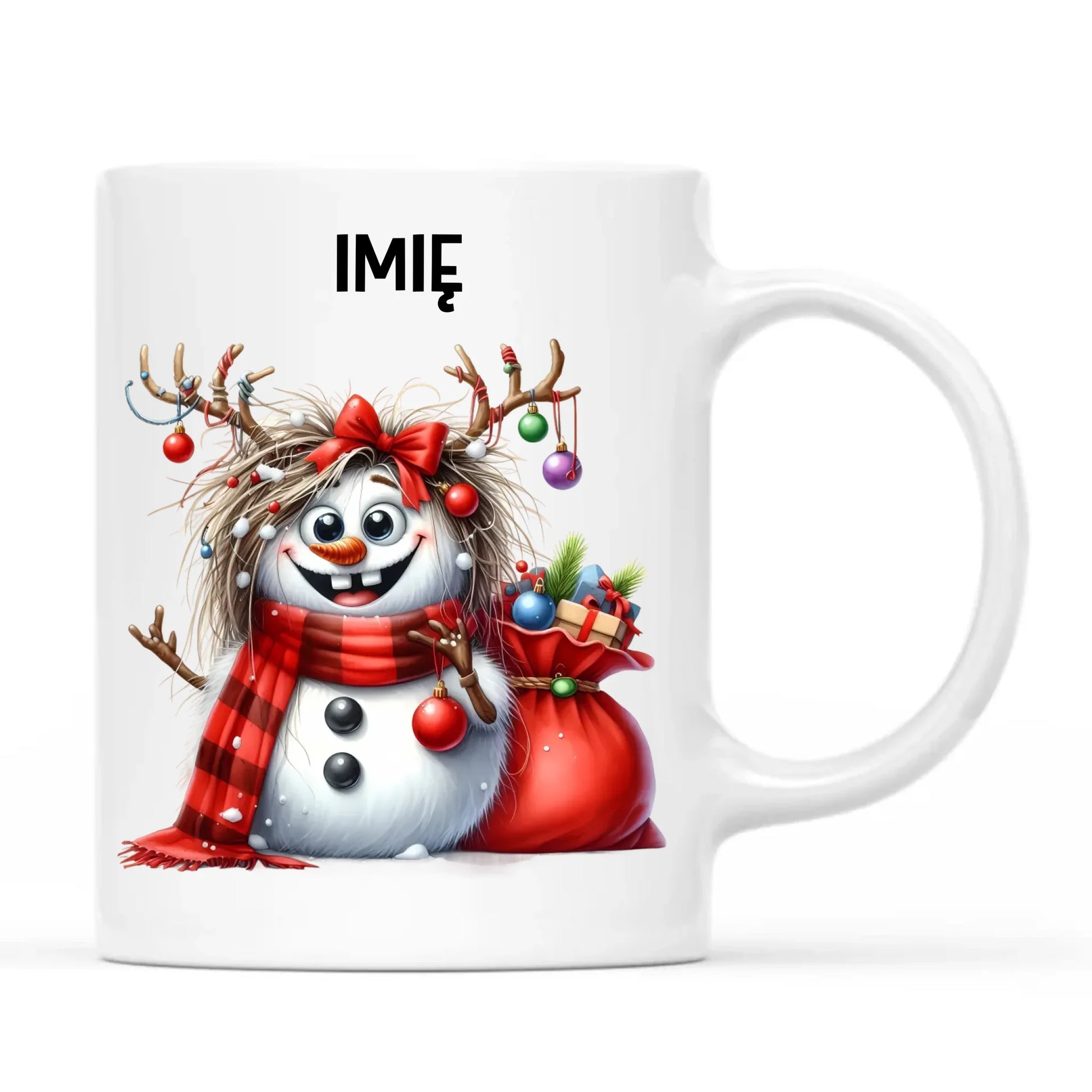 Kubek świąteczny - Bałwanek - personalizowany BN70 - StoryCups.pl