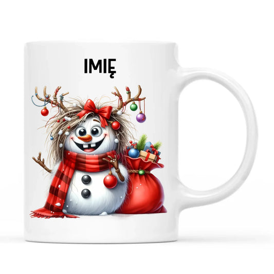 Kubek świąteczny - Bałwanek - personalizowany BN70 - StoryCups.pl