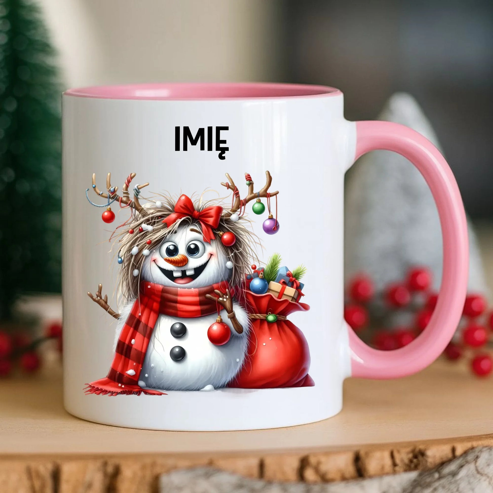 Kubek świąteczny - Bałwanek - personalizowany BN70 - StoryCups.pl