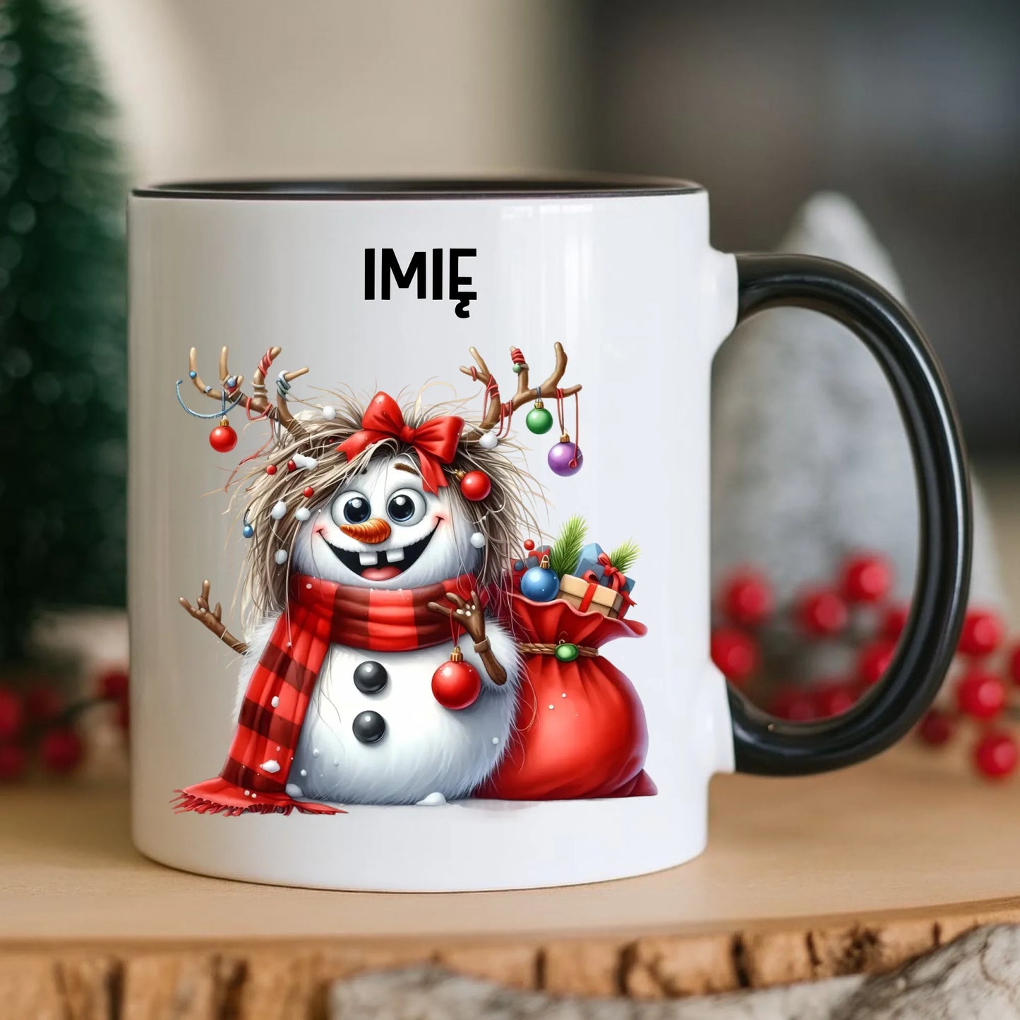 Kubek świąteczny - Bałwanek - personalizowany BN70 - StoryCups.pl