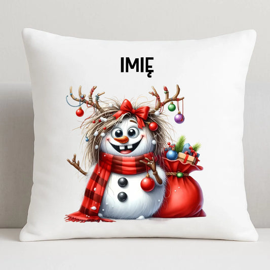Poduszka świąteczna - Bałwanek - personalizowana BN70 - StoryCups.pl