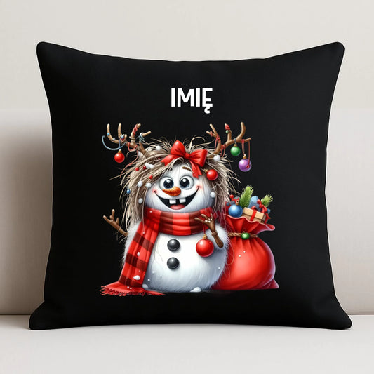 Poduszka dekoracyjna świąteczna - Bałwanek - personalizowana BN70 - StoryCups.pl