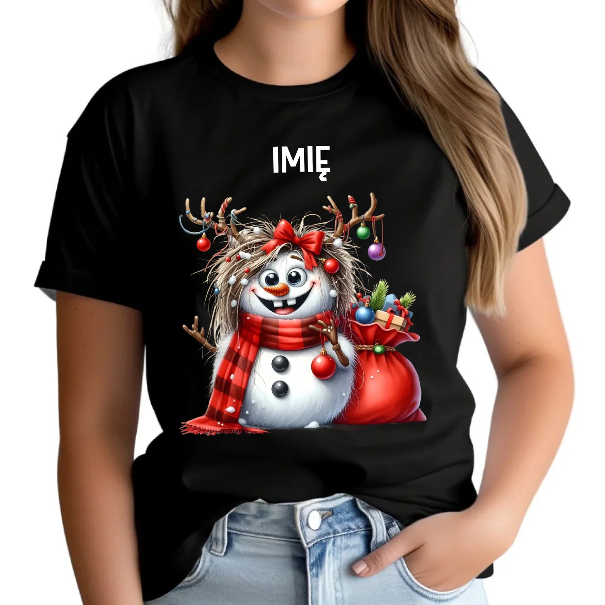 Koszulka damska świąteczna - Bałwanek - personalizowana BN70 - StoryCups.pl