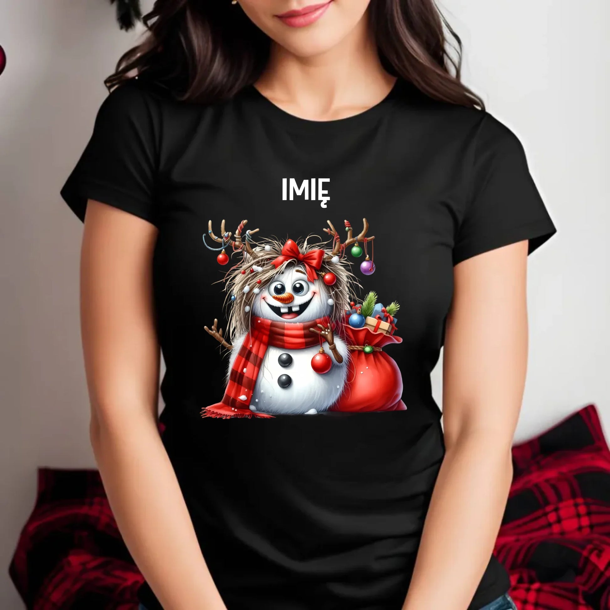 Koszulka damska świąteczna - Bałwanek - personalizowana BN70 - StoryCups.pl