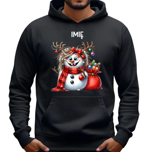Bluza męska z kapturem świąteczna - Bałwanek - personalizowana BN70 - StoryCups.pl