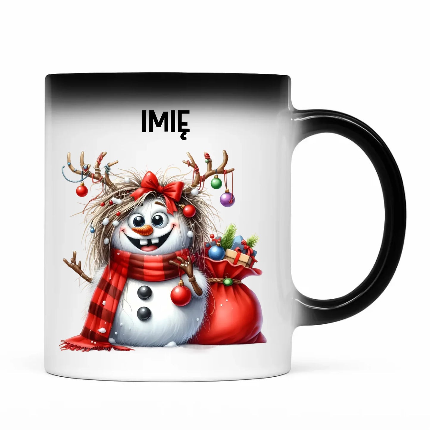 Kubek magiczny świąteczny - Bałwanek - personalizowany BN70 - StoryCups.pl