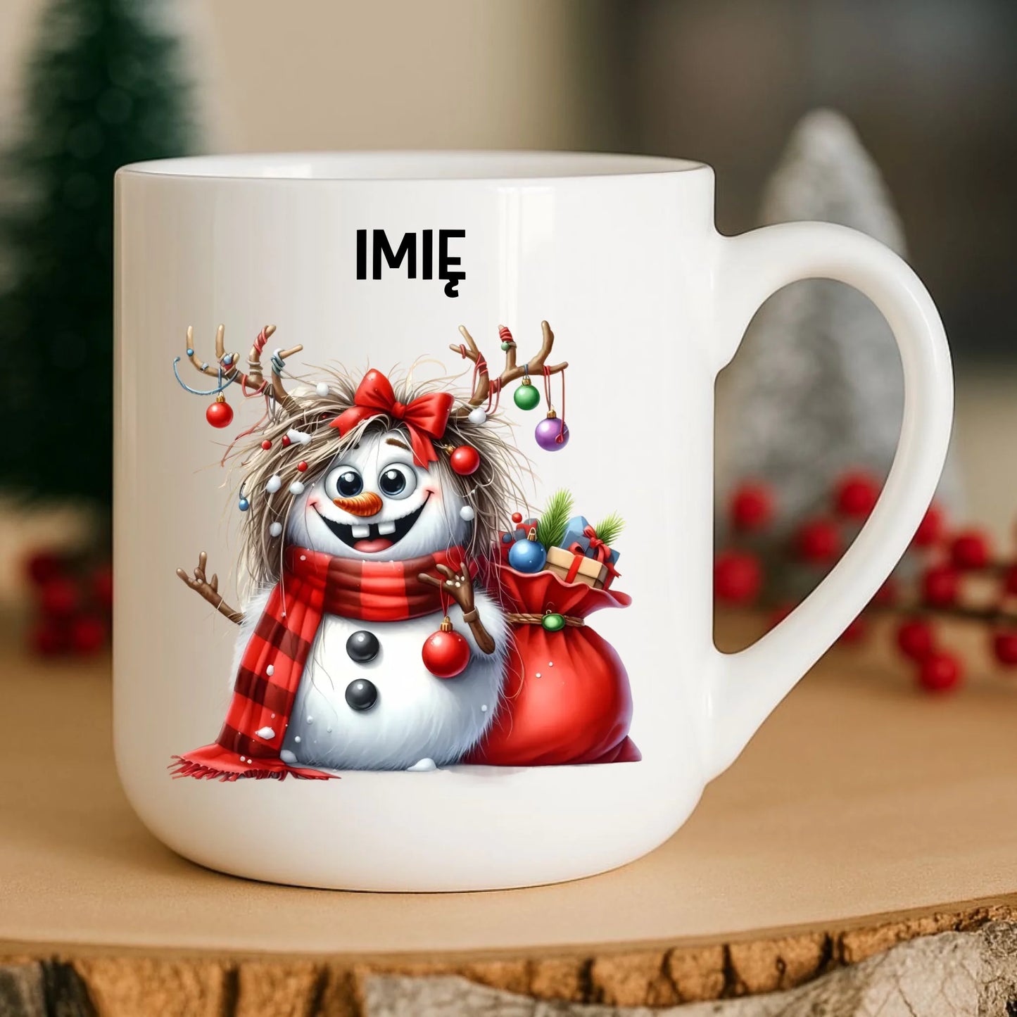 Kubek elegant świąteczny - Bałwanek - personalizowany BN70 - StoryCups.pl