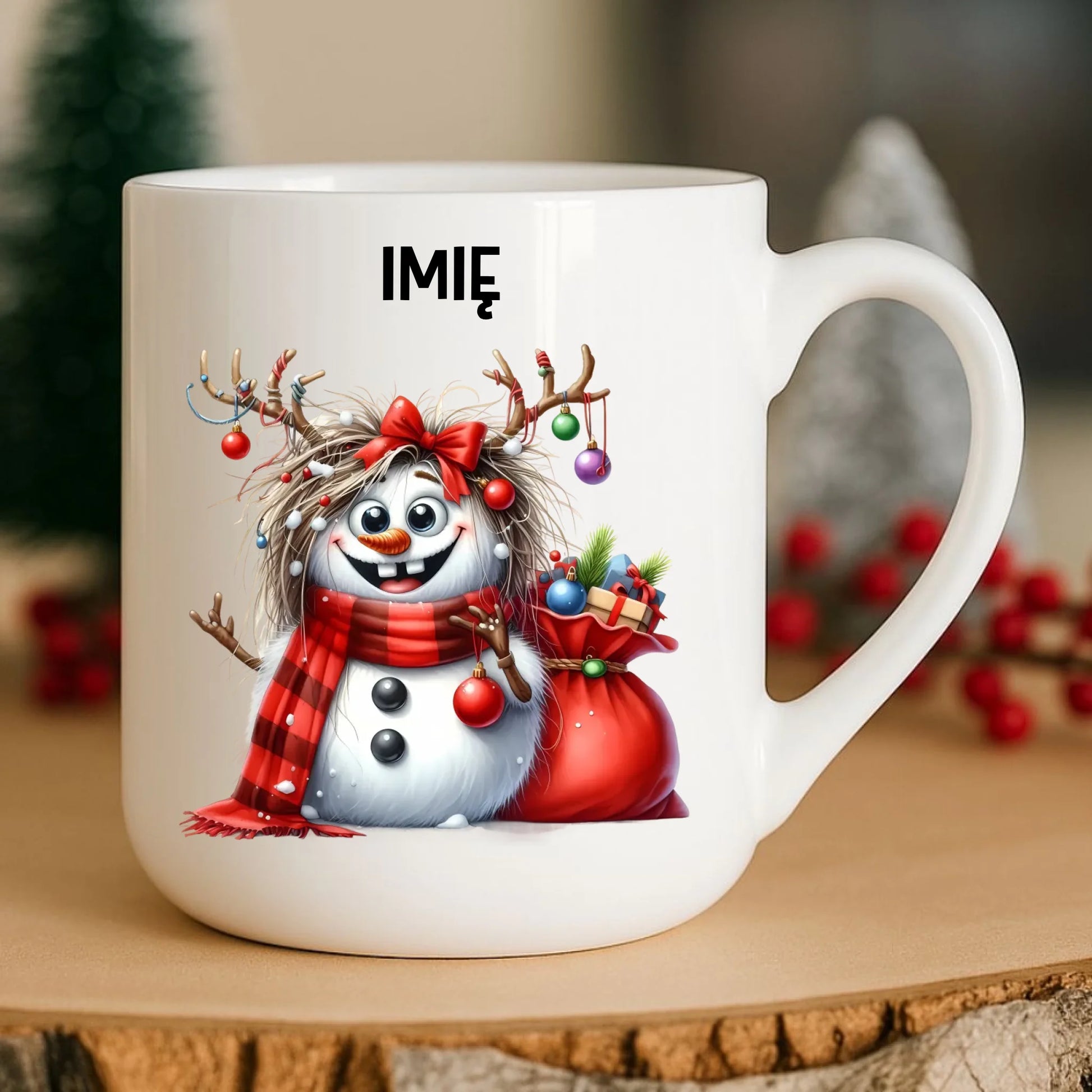 Kubek elegant świąteczny - Bałwanek - personalizowany BN70 - StoryCups.pl