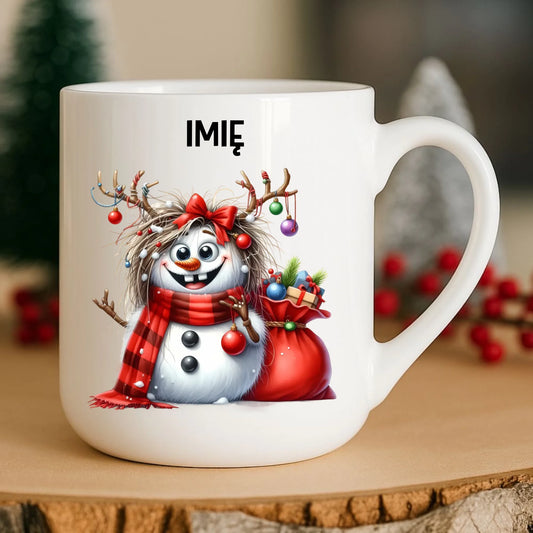 Kubek elegant świąteczny - Bałwanek - personalizowany BN70 - StoryCups.pl