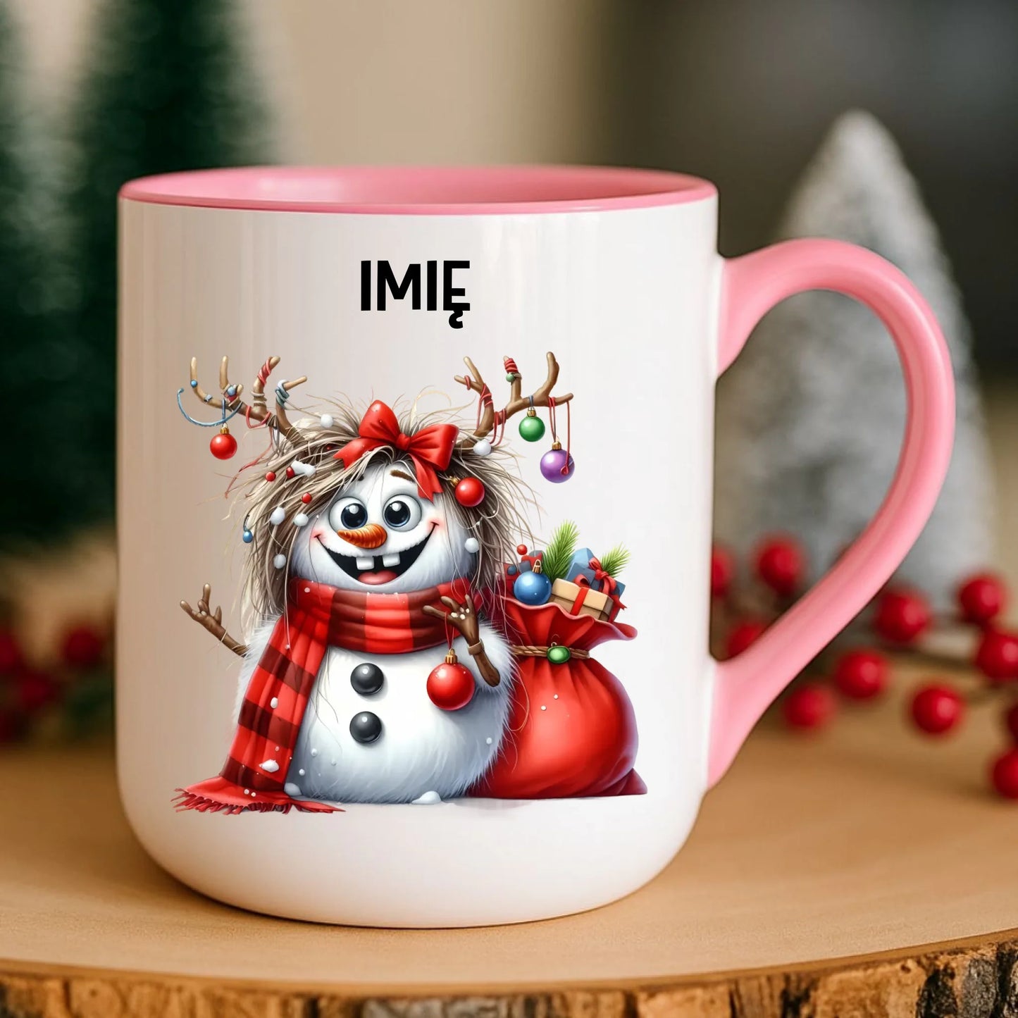 Kubek elegant świąteczny - Bałwanek - personalizowany BN70 - StoryCups.pl