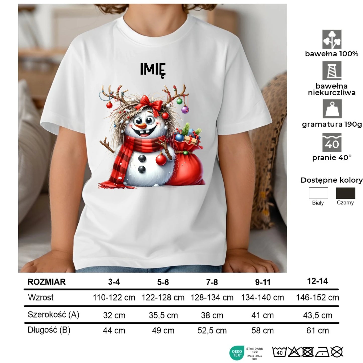 Koszulka dziecięca świąteczna - Bałwanek - personalizowana BN70 - StoryCups.pl