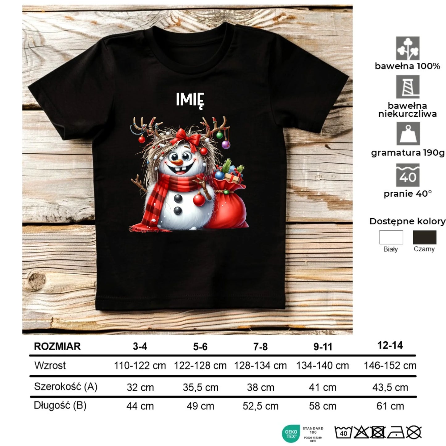 Koszulka dziecięca świąteczna - Bałwanek - personalizowana BN70 - StoryCups.pl