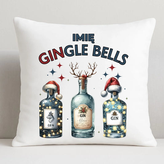 Poduszka świąteczna - Gin Gingle bells - personalizowana BN68 - StoryCups.pl