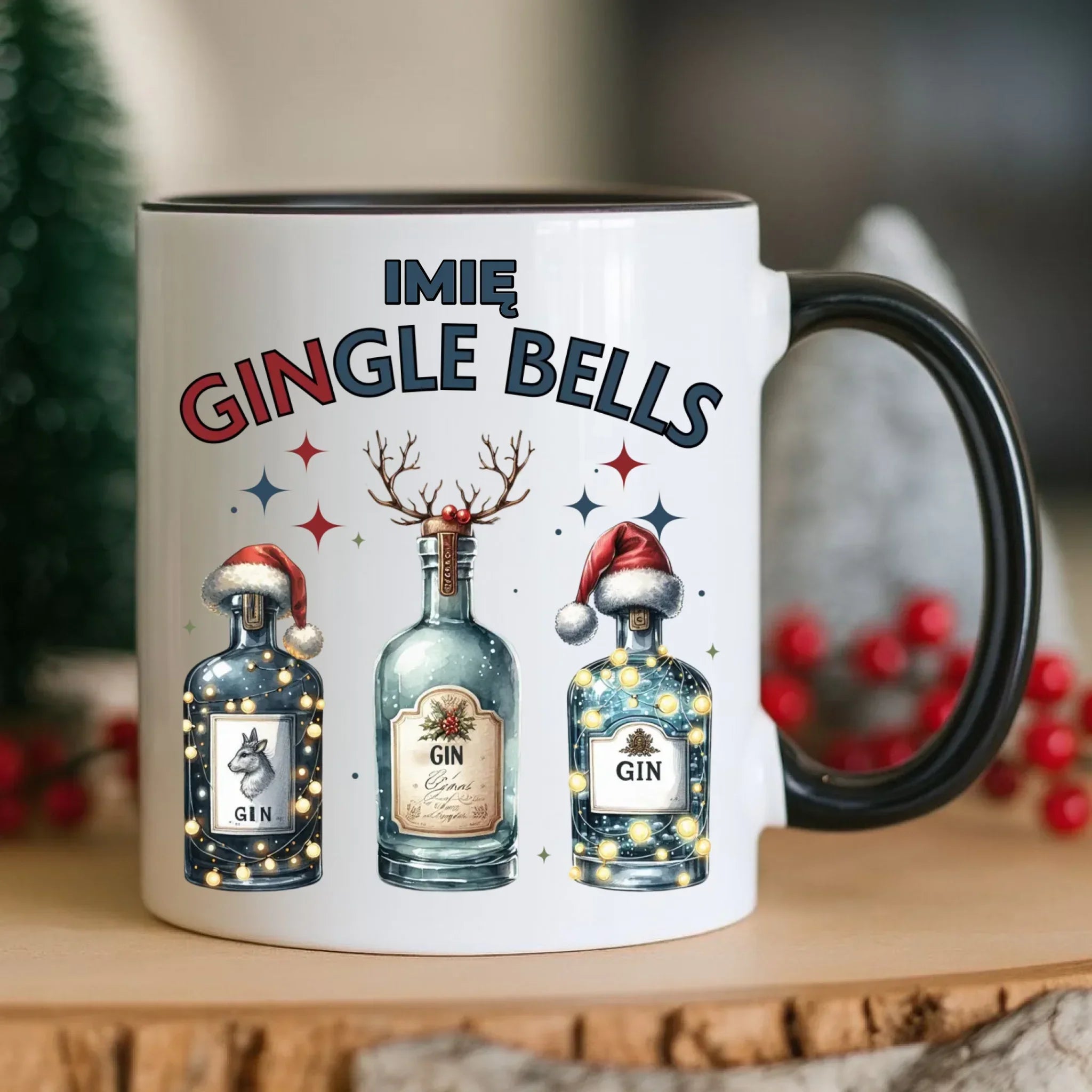 Kubek świąteczny - Gin Gingle bells - personalizowany BN68 - StoryCups.pl