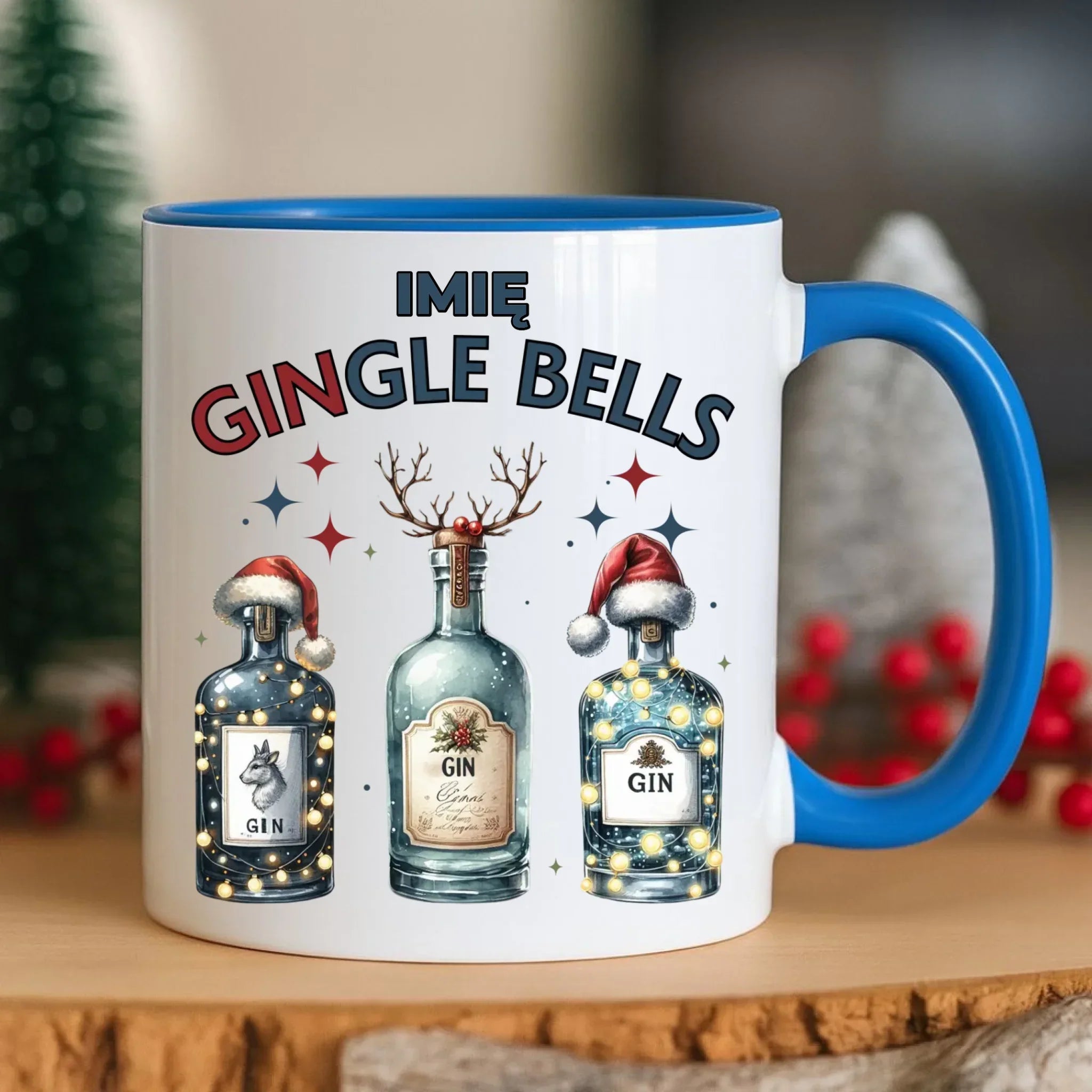 Kubek świąteczny - Gin Gingle bells - personalizowany BN68 - StoryCups.pl