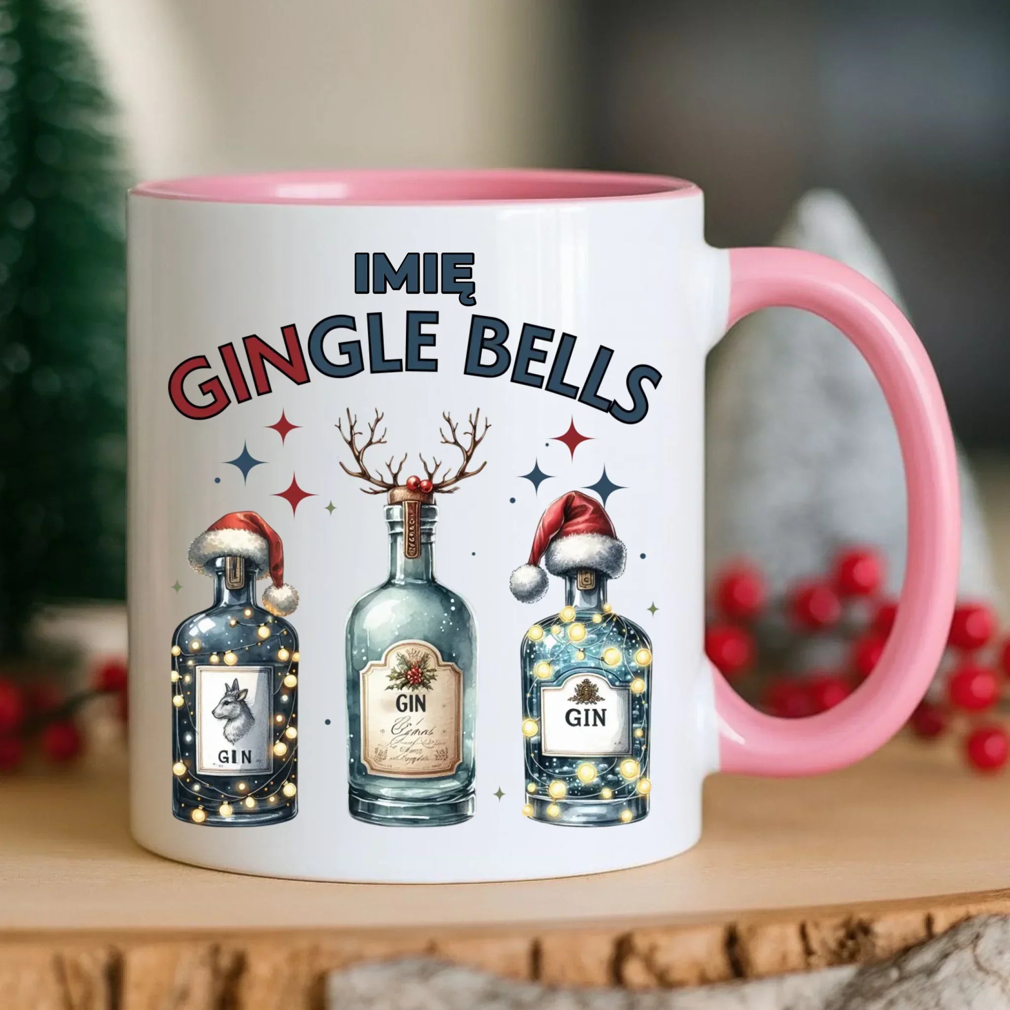 Kubek świąteczny - Gin Gingle bells - personalizowany BN68 - StoryCups.pl