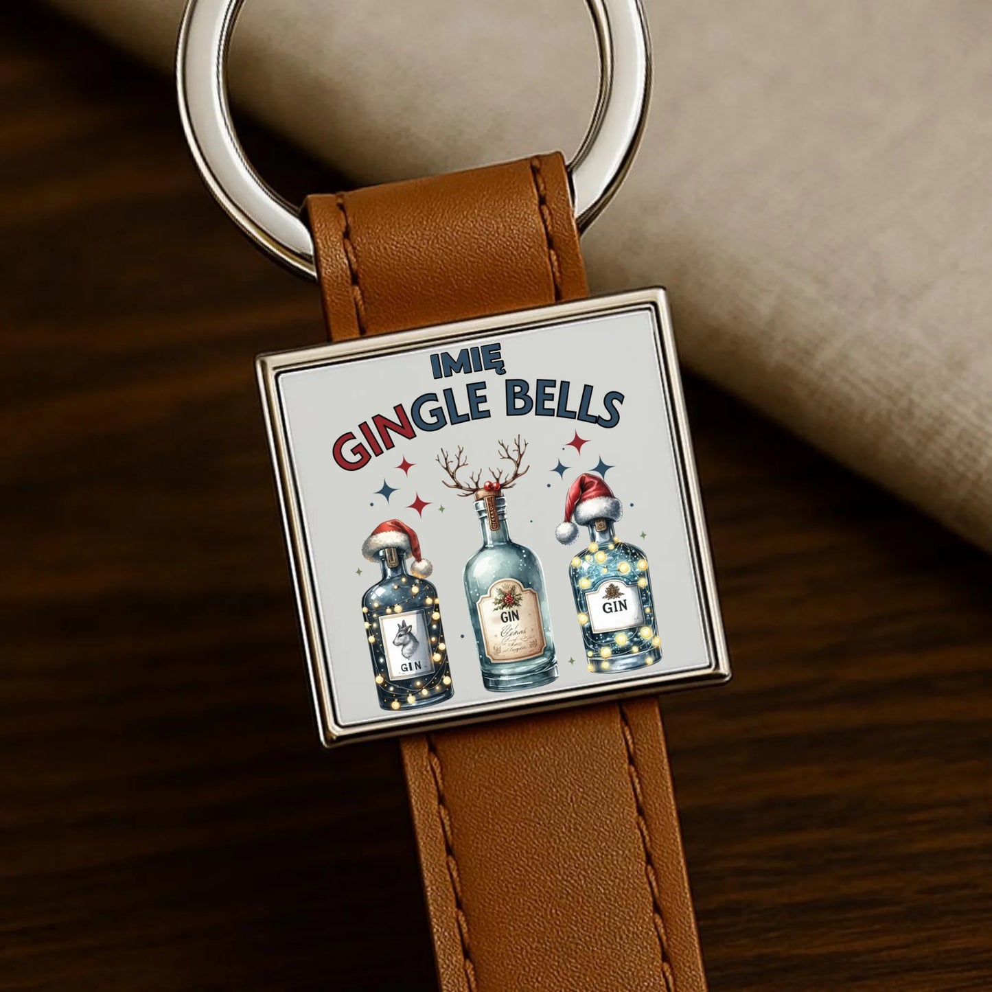 Brelok świąteczny - Gin Gingle bells - personalizowany BN68 - StoryCups.pl