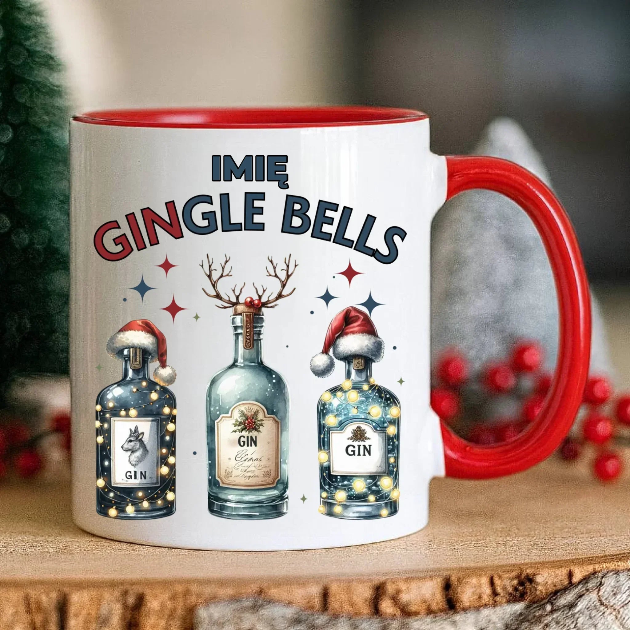 Kubek świąteczny - Gin Gingle bells - personalizowany BN68 - StoryCups.pl