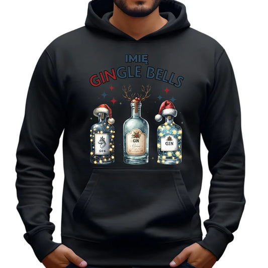Bluza męska z kapturem świąteczna - Gin Gingle bells - personalizowana BN68 - StoryCups.pl