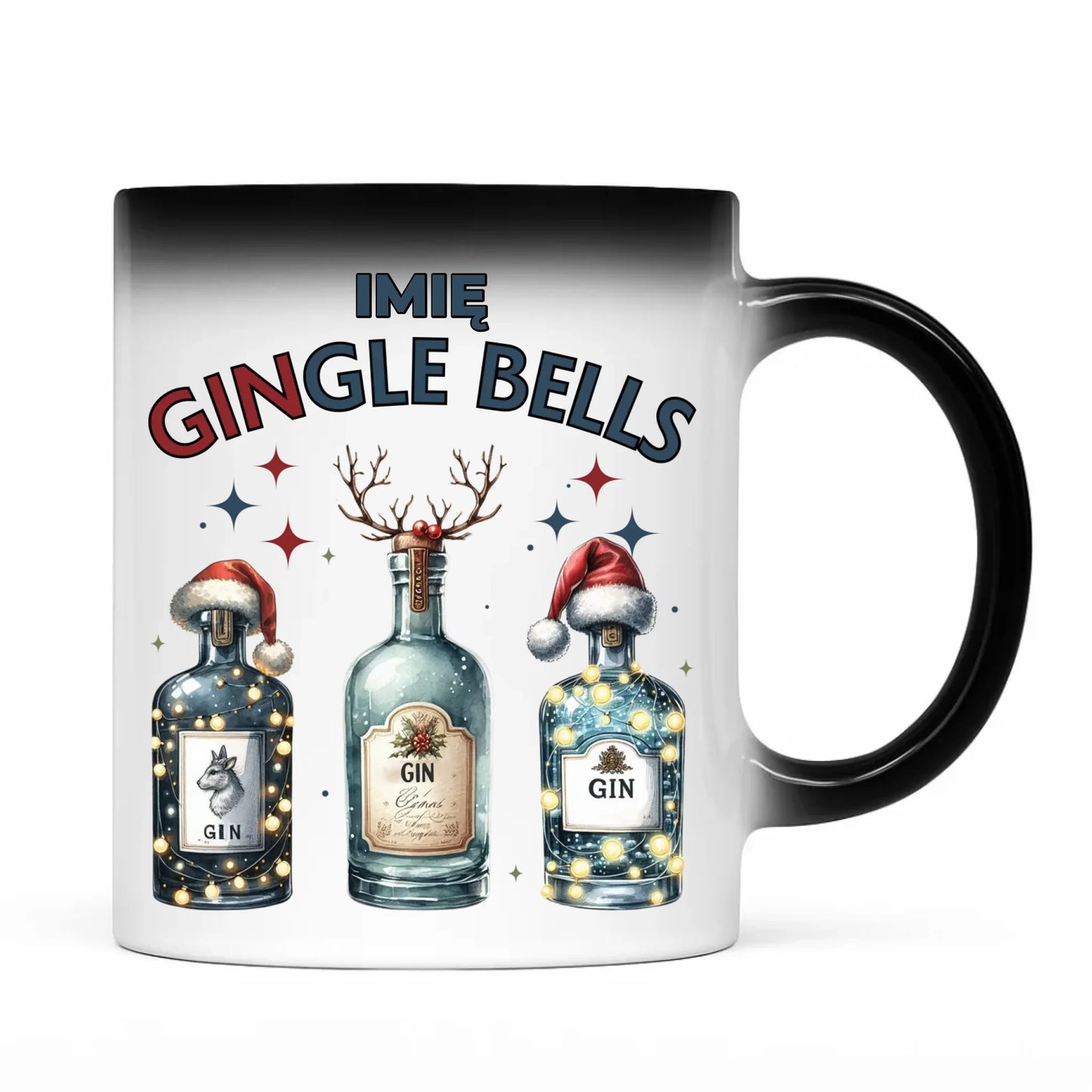 Kubek magiczny świąteczny - Gin Gingle bells - personalizowany BN68 - StoryCups.pl