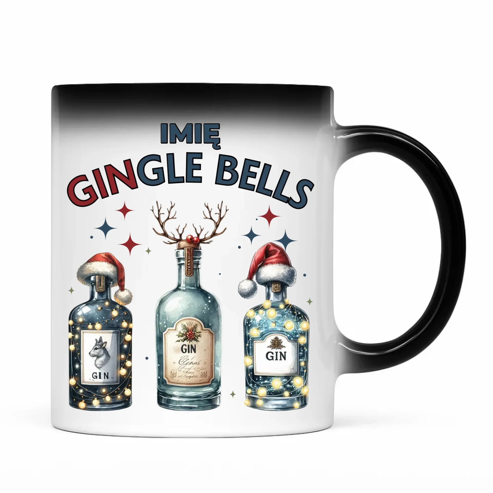 Kubek magiczny świąteczny - Gin Gingle bells - personalizowany BN68 - StoryCups.pl
