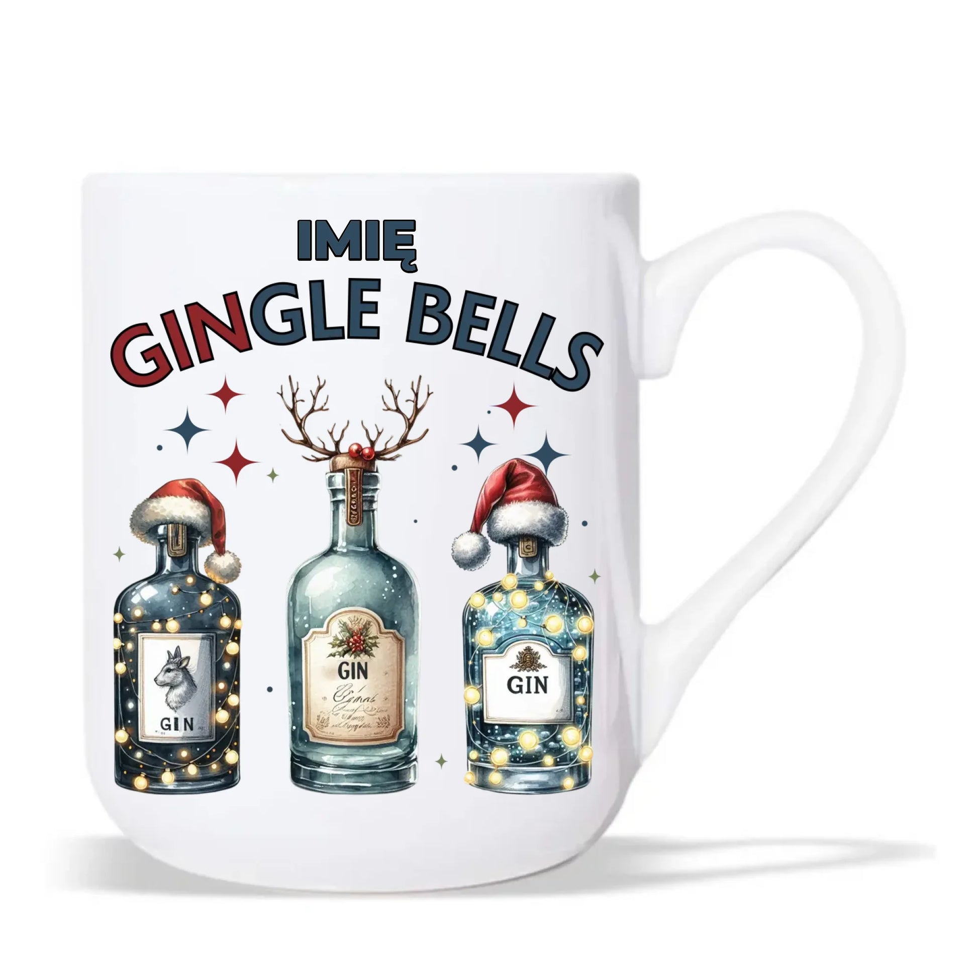 Kubek elegant świąteczny - Gin Gingle bells - personalizowany BN68 - StoryCups.pl