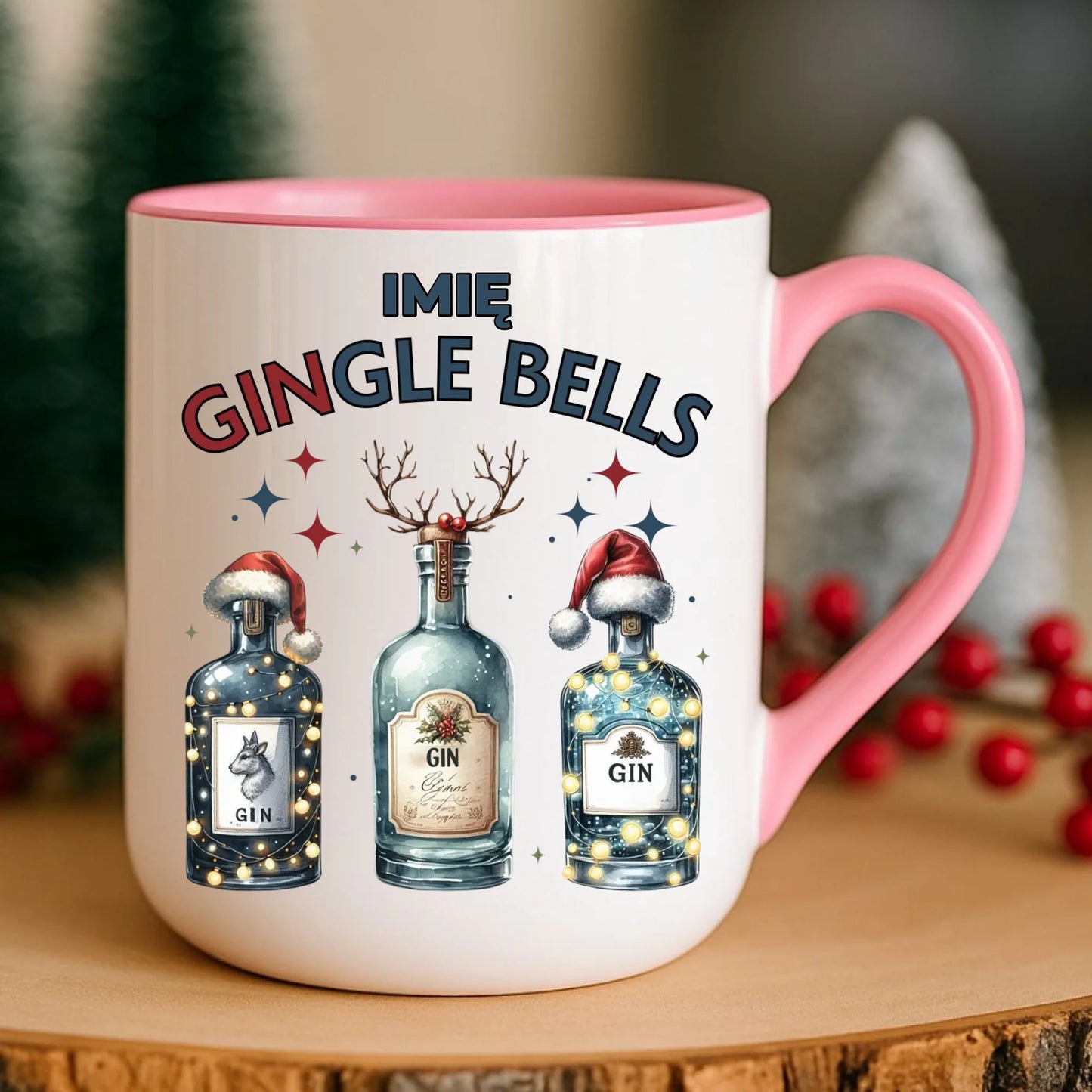 Kubek elegant świąteczny - Gin Gingle bells - personalizowany BN68 - StoryCups.pl