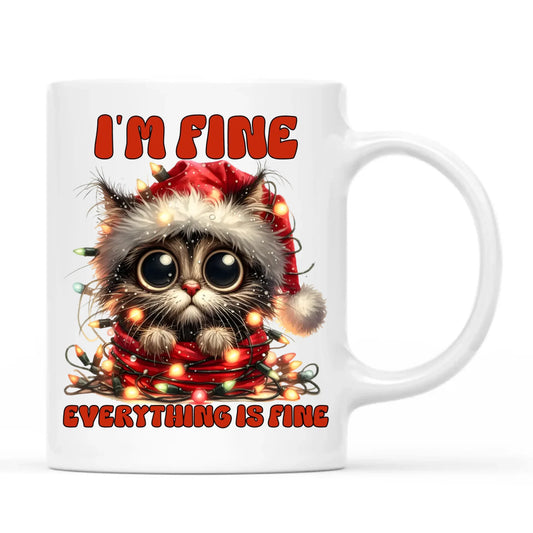 Kubek świąteczny - Kotek I'm fine everything is fine BN67 - StoryCups.pl
