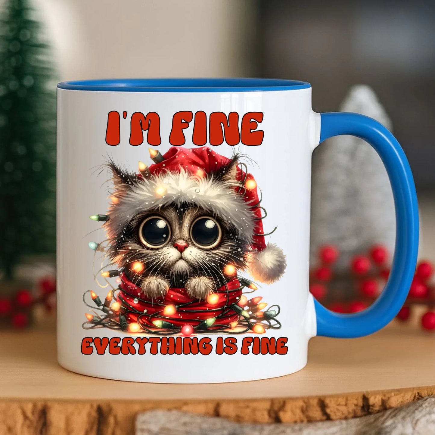 Kubek świąteczny - Kotek I'm fine everything is fine BN67 - StoryCups.pl