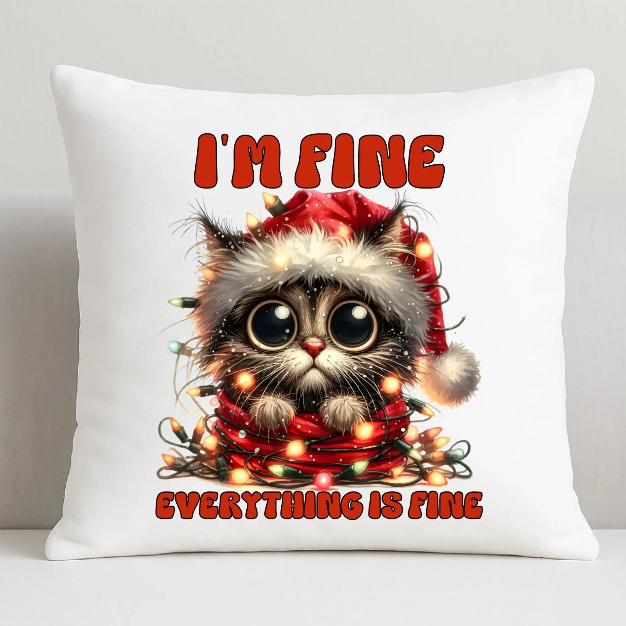 Poduszka świąteczna - Kotek I'm fine everything is fine BN67 - StoryCups.pl