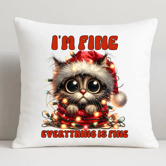 Poduszka świąteczna - Kotek I'm fine everything is fine BN67 - StoryCups.pl