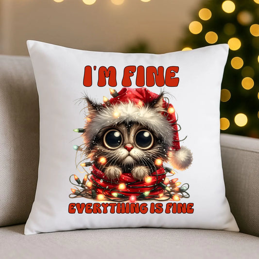 Poduszka świąteczna - Kotek I'm fine everything is fine BN67 - StoryCups.pl