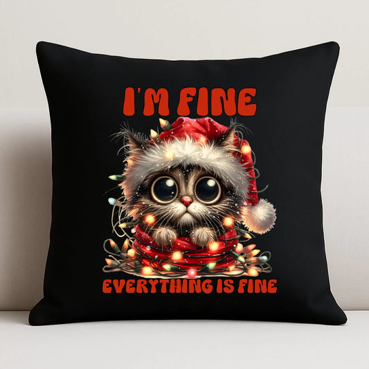 Poduszka dekoracyjna świąteczna - Kotek I'm fine everything is fine BN67 - StoryCups.pl