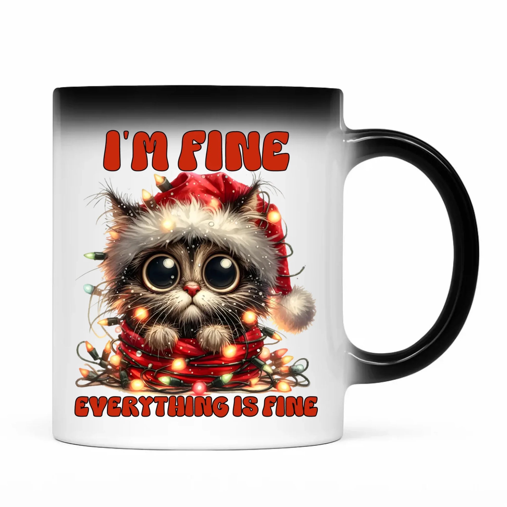 Kubek magiczny świąteczny - Kotek I'm fine everything is fine BN67 - StoryCups.pl