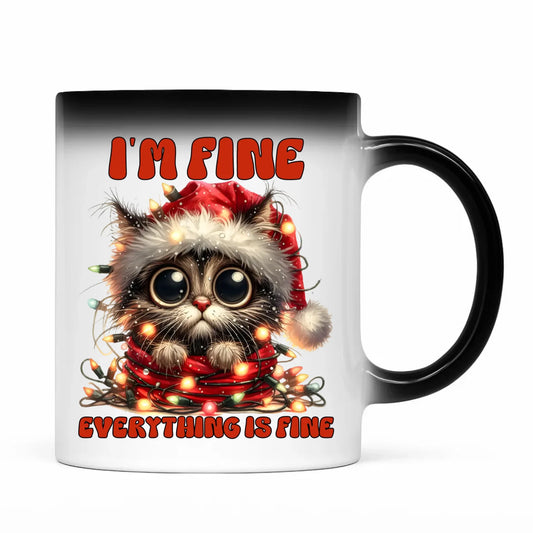 Kubek magiczny świąteczny - Kotek I'm fine everything is fine BN67 - StoryCups.pl