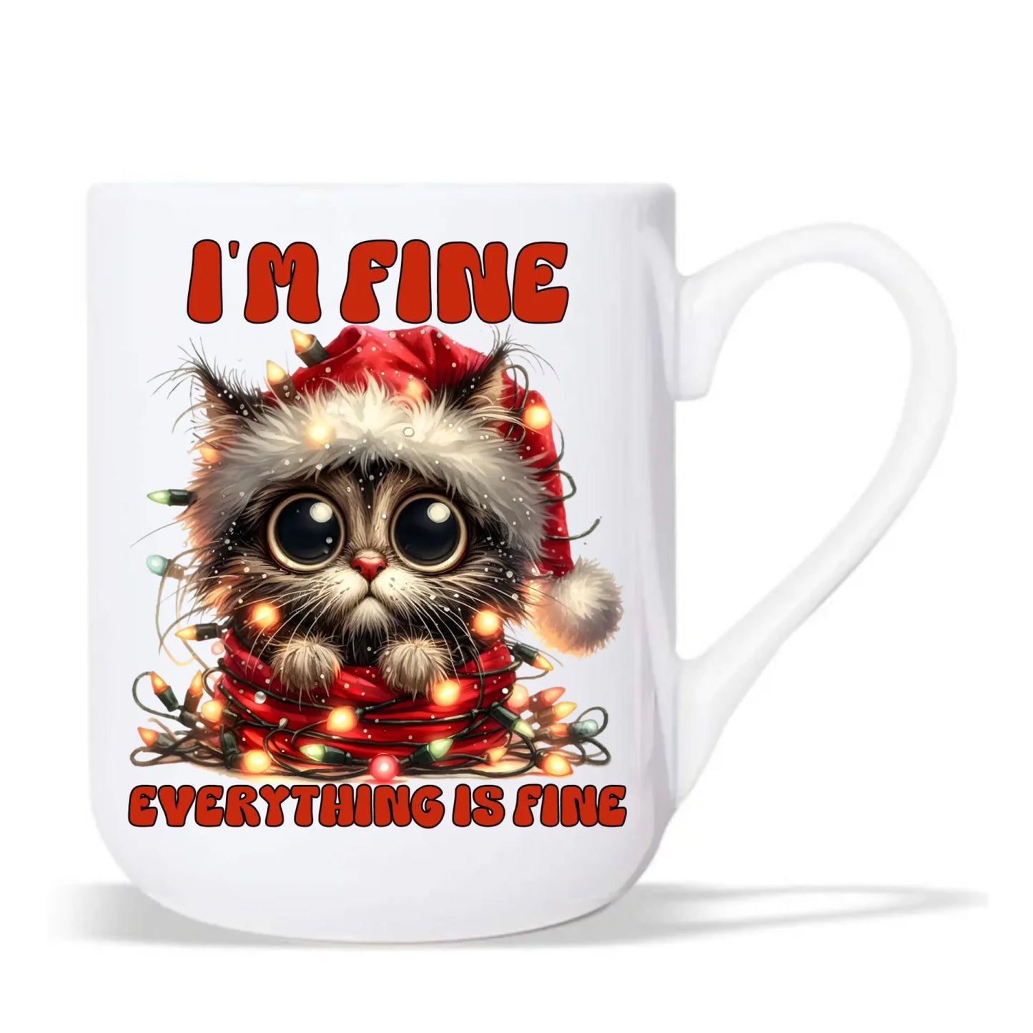 Kubek elegant świąteczny - Kotek I'm fine everything is fine BN67 - StoryCups.pl
