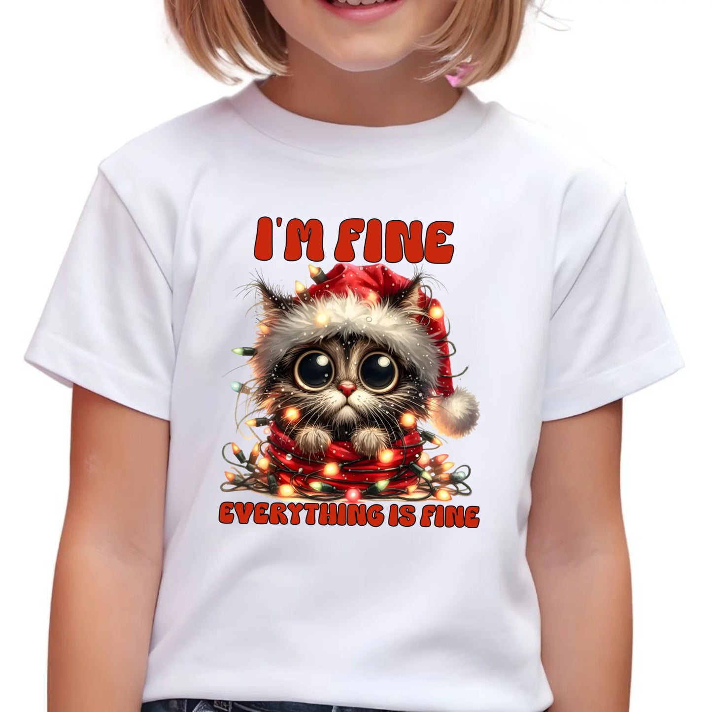 Koszulka dziecięca świąteczna - Kotek I'm fine everything is fine BN67 - StoryCups.pl