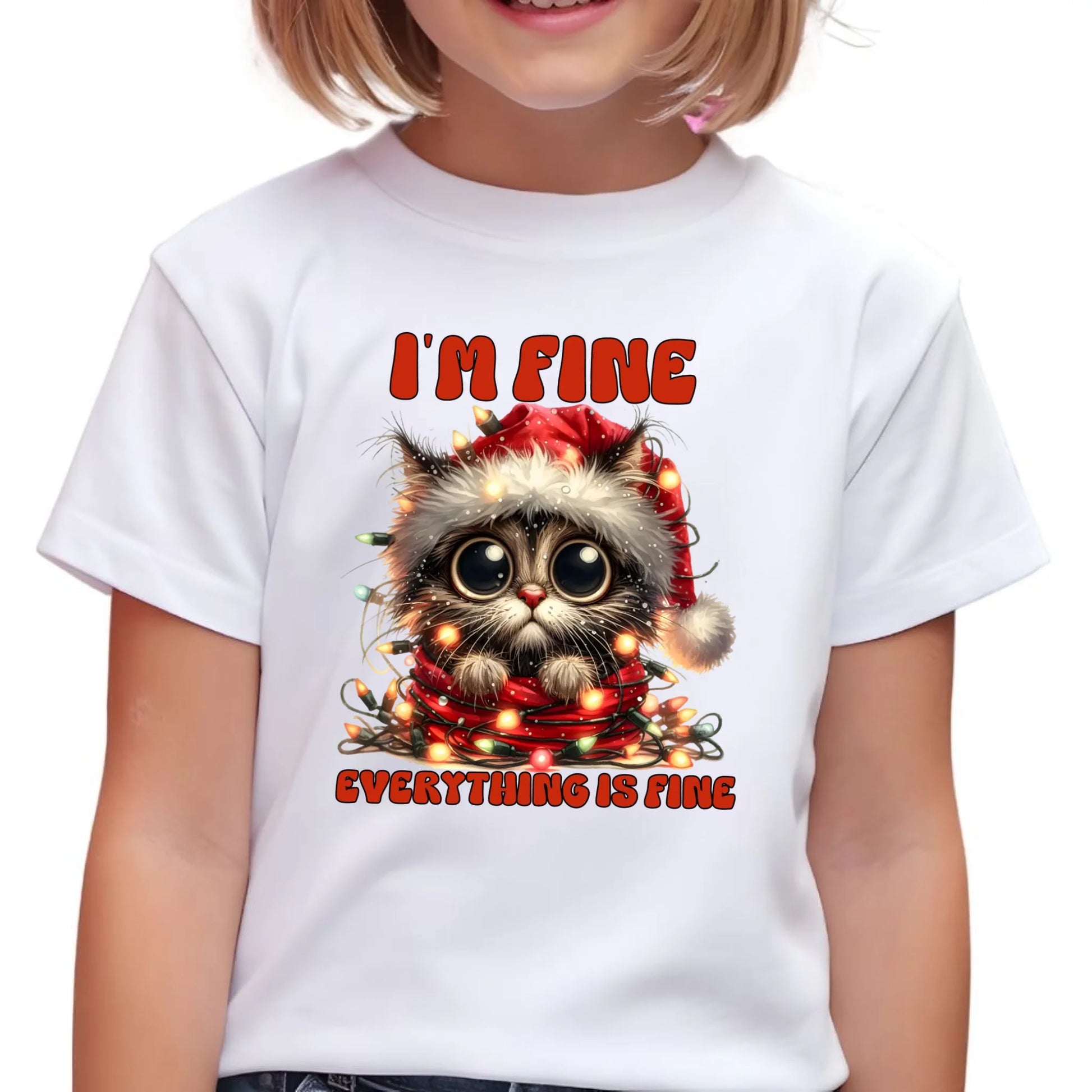 Koszulka dziecięca świąteczna - Kotek I'm fine everything is fine BN67 - StoryCups.pl