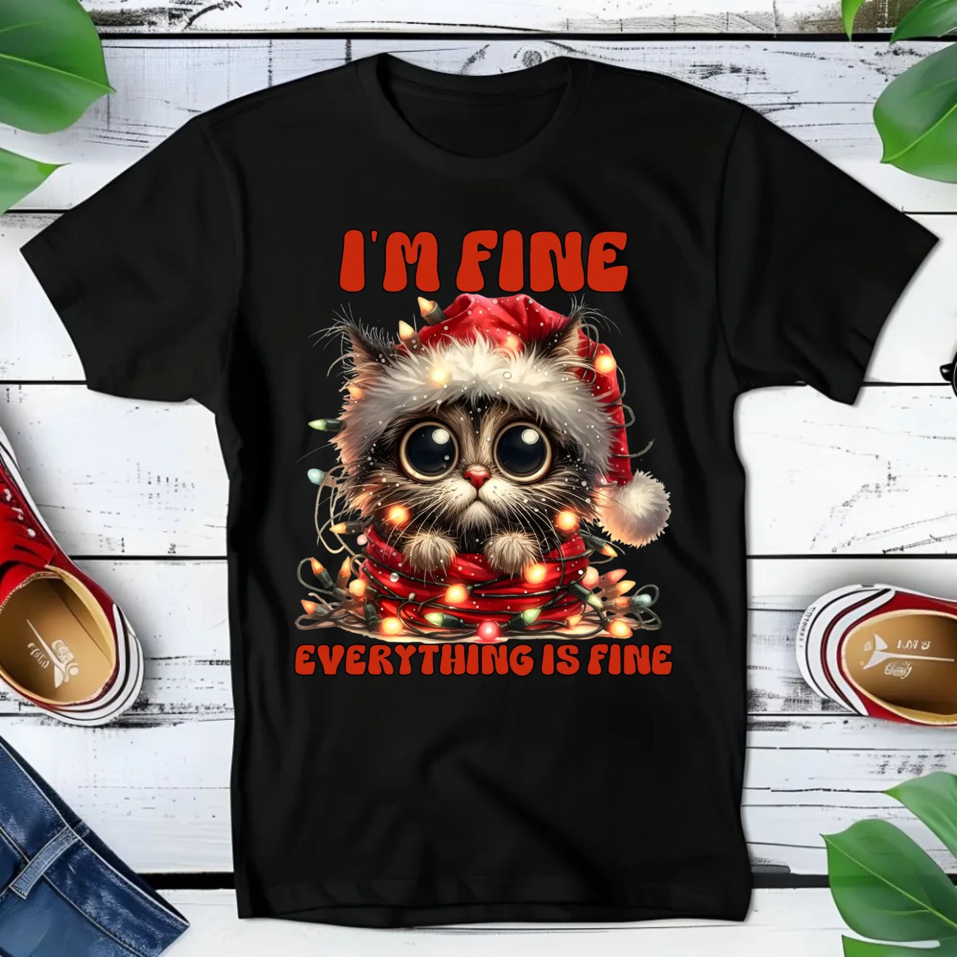 Koszulka dziecięca świąteczna - Kotek I'm fine everything is fine BN67 - StoryCups.pl