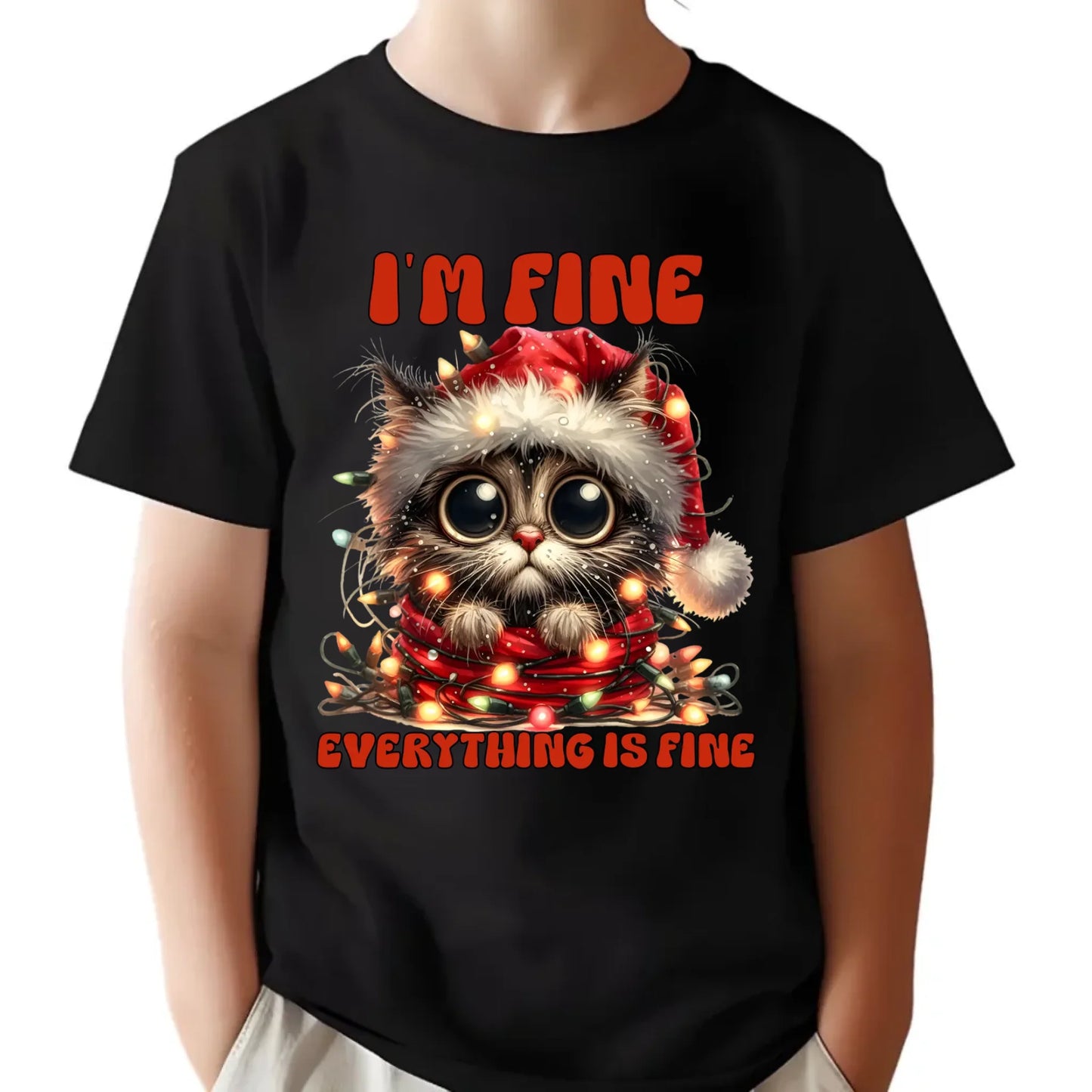 Koszulka dziecięca świąteczna - Kotek I'm fine everything is fine BN67 - StoryCups.pl
