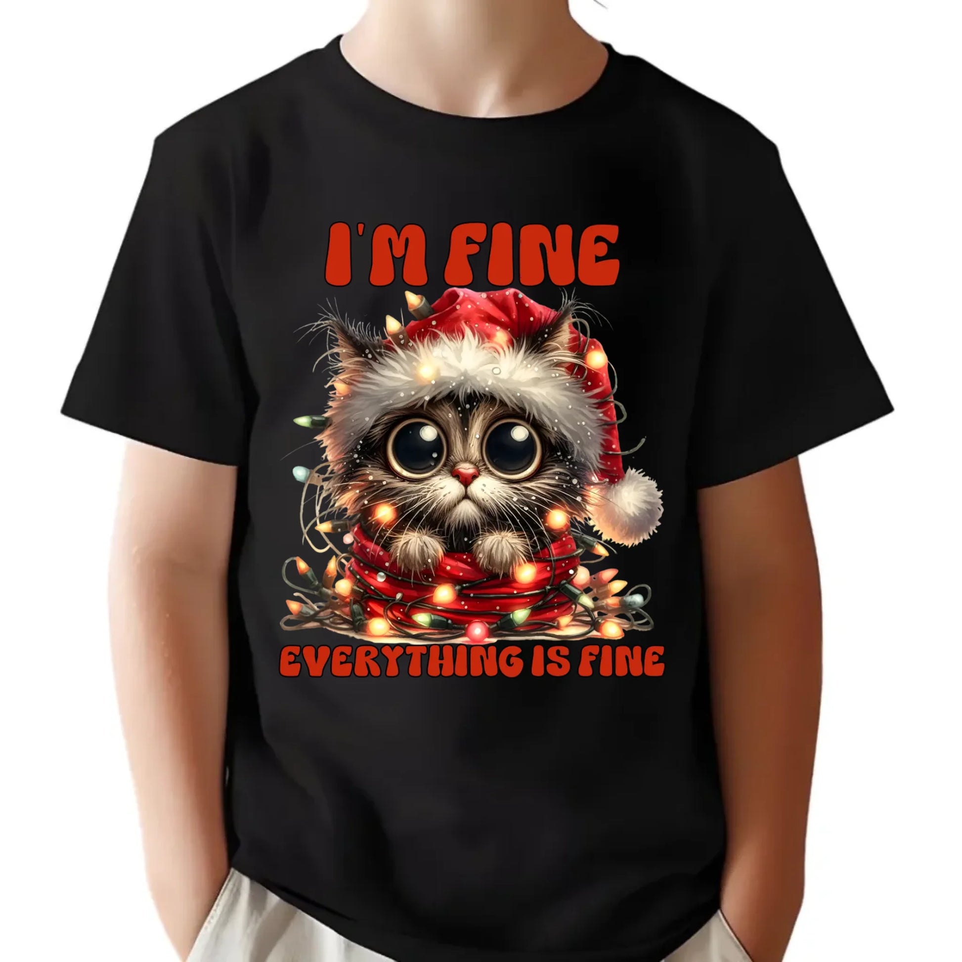 Koszulka dziecięca świąteczna - Kotek I'm fine everything is fine BN67 - StoryCups.pl
