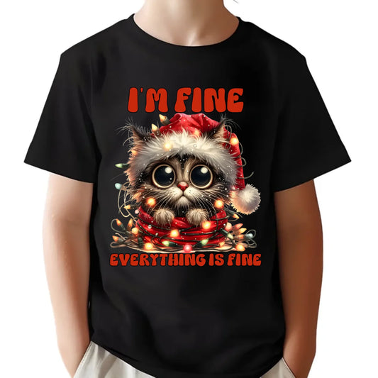 Koszulka dziecięca świąteczna - Kotek I'm fine everything is fine BN67 - StoryCups.pl