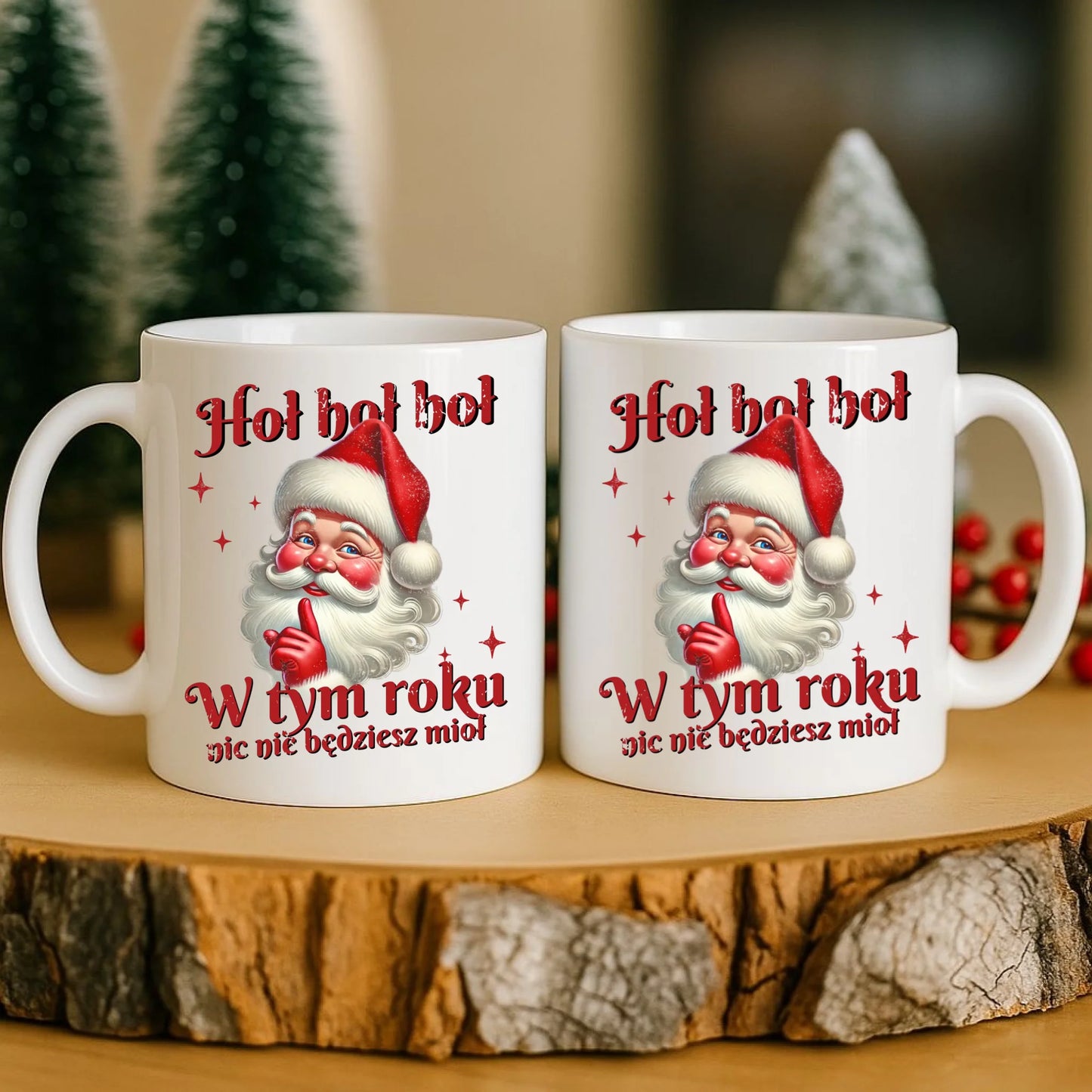 Kubek świąteczny - Mikołaj Hoł hoł nic nie będziesz mioł BN66 - StoryCups.pl