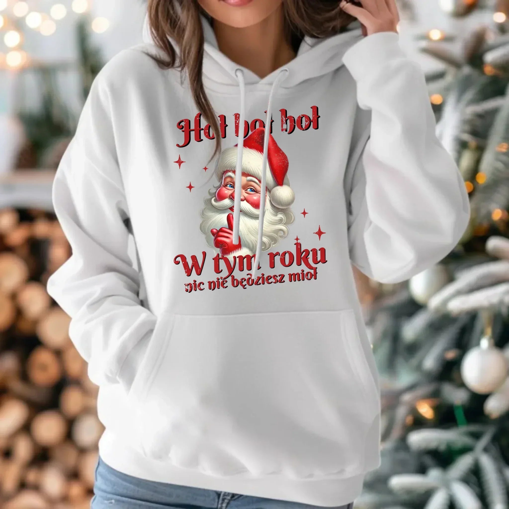 Bluza damska z kapturem świąteczna - Mikołaj Hoł hoł nic nie będziesz mioł BN66 - StoryCups.pl