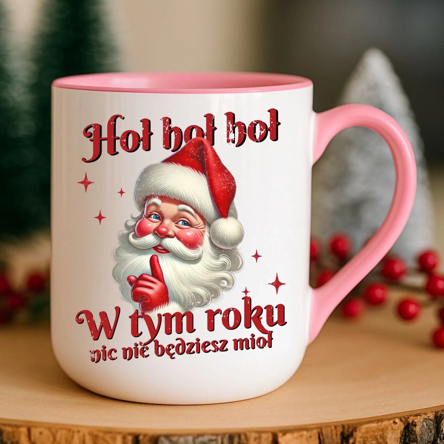 Kubek elegant świąteczny - Mikołaj Hoł hoł nic nie będziesz mioł BN66 - StoryCups.pl