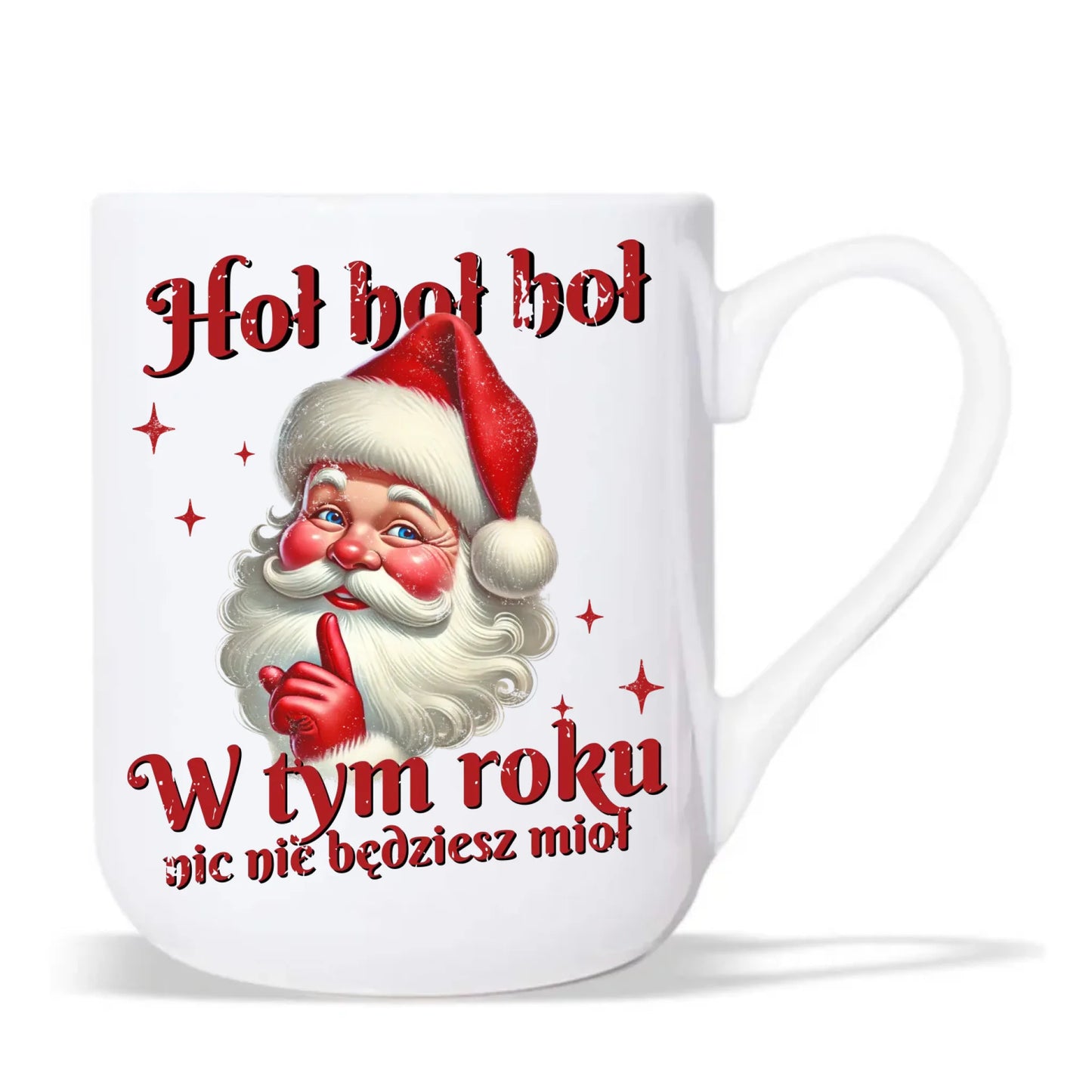 Kubek elegant świąteczny - Mikołaj Hoł hoł nic nie będziesz mioł BN66 - StoryCups.pl