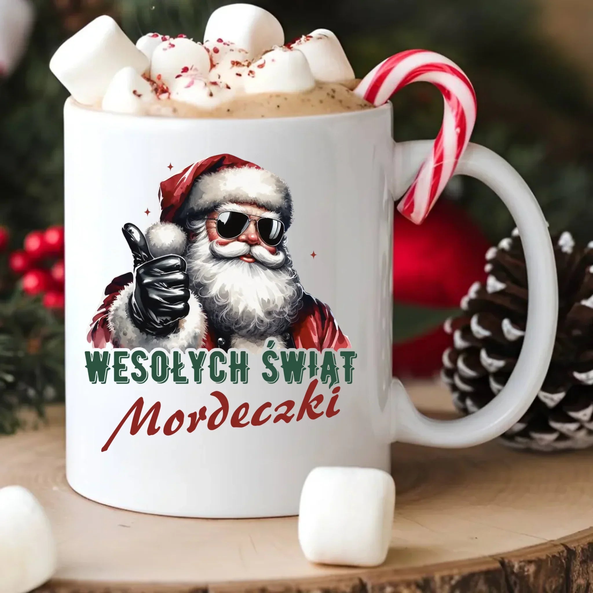 Kubek świąteczny - Mikołaj Wesołych Świąt mordeczki BN65 - StoryCups.pl