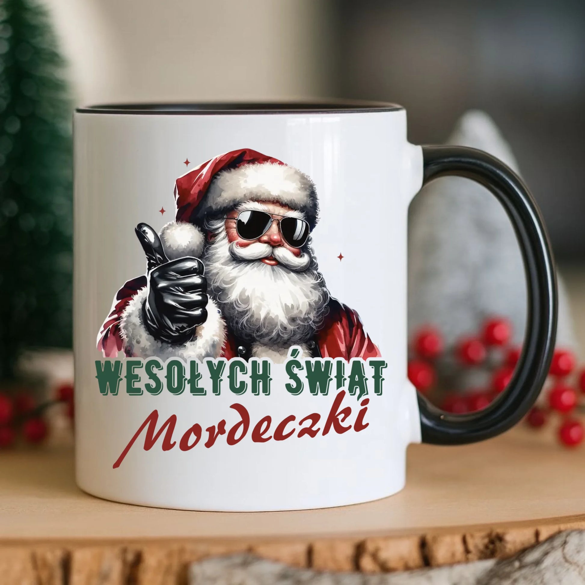 Kubek świąteczny - Mikołaj Wesołych Świąt mordeczki BN65 - StoryCups.pl